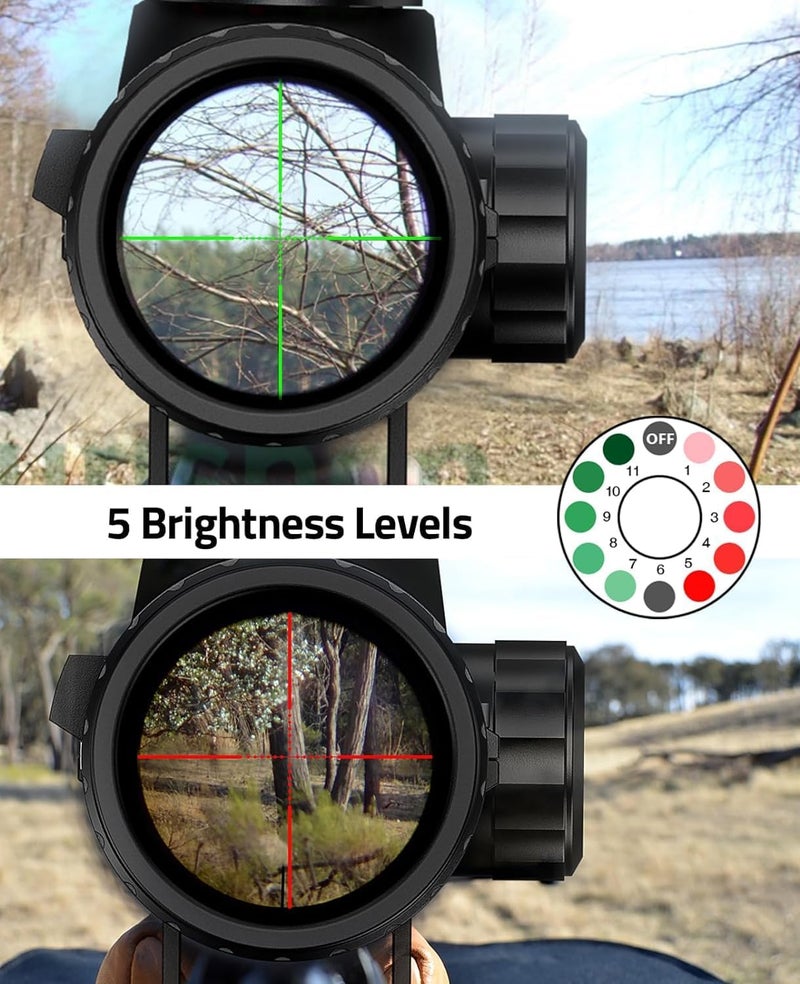 CVLIFE 3-9x40 Rifle Scope, Red & Green Illuminated Optical Riflescope, Mil-dot Reticle Scope for Hunting with 20mm Picatinny(Green Lens) - Image 2